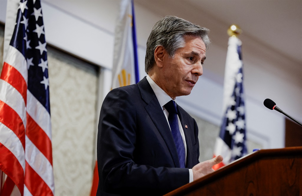 US Secretary of State Antony Blinken speaks during a joint press conference with Philippines' Secretary of Foreign Affairs Enrique Manalo in Manila on 19 March 2024. (Evelyn Hockstein / Pool / AFP) 
