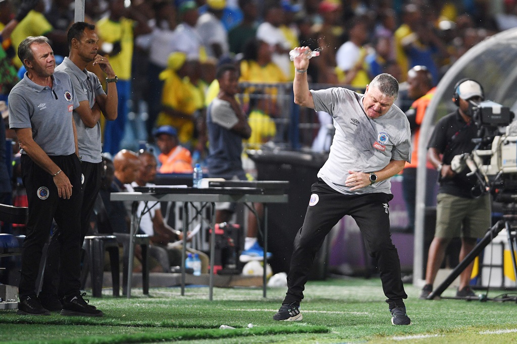 SuperSport United head coach Gavin Hunt showing frustration on the touchline has become a regular sight. 