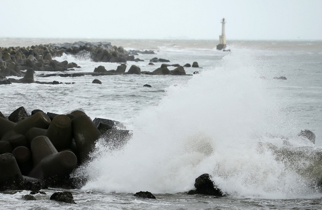 Waves beat against the seashore in Ishinomaki, Miyagi prefecture. The Pacific coast was devastated by a monster tsunami in 2011.