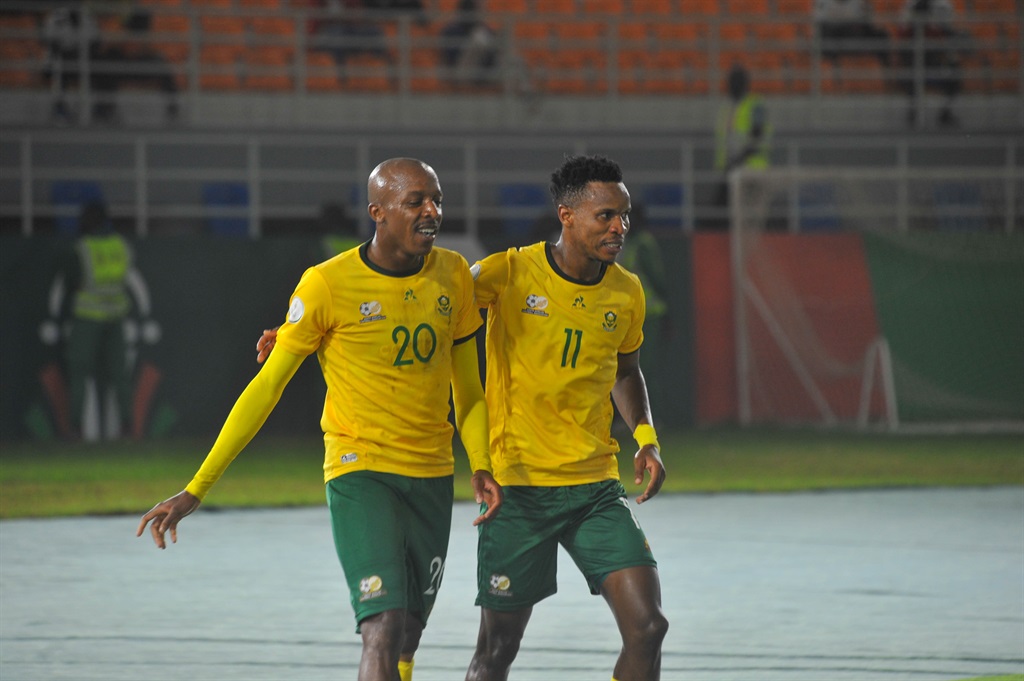 Thamba Zwane (right) is among the top scorers at the 2023 TotalEnergies Africa Cup of Nations so far.