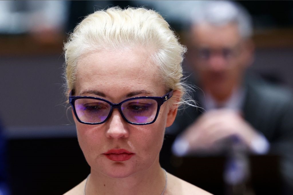 Leading Kremlin critic Alexei Navalny's widow Yulia Navalnaya takes part in a meeting of European Union Foreign Ministers in Brussels, Belgium, on 19 February 2024.  
