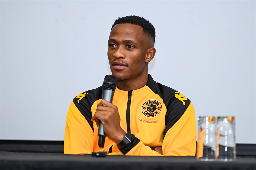 Lehlogonolo George Matlou during the Kaizer Chiefs media briefing at Moses Mabhida Stadium on 26 September 2023 in Durban, South Africa. 