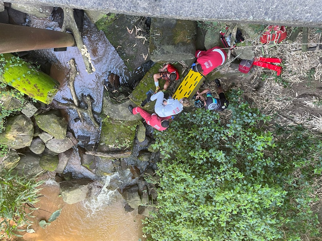 A mountain biker has been rescued by KwaZulu-Natal paramedics, after plunging off a bridge in Ballito.