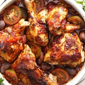 Roast chicken with tomato and olives