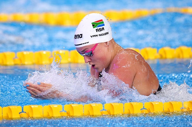 South African swimmer Lara van Niekerk competes in the breaststroke at the World Aquatics Championship. (Image by Adam Pretty/Getty Images)