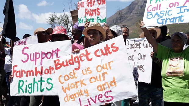 Trade Unions and social justice groups are protesting ahead of Godongwana's address. (Luke Daniel/News24)