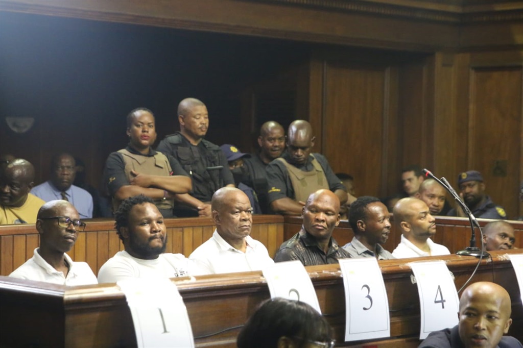 The accused in the Thabo Bester prison escape in court on Wednesday, 21 February for their pre-trial. Photo by Joseph Mokoaledi