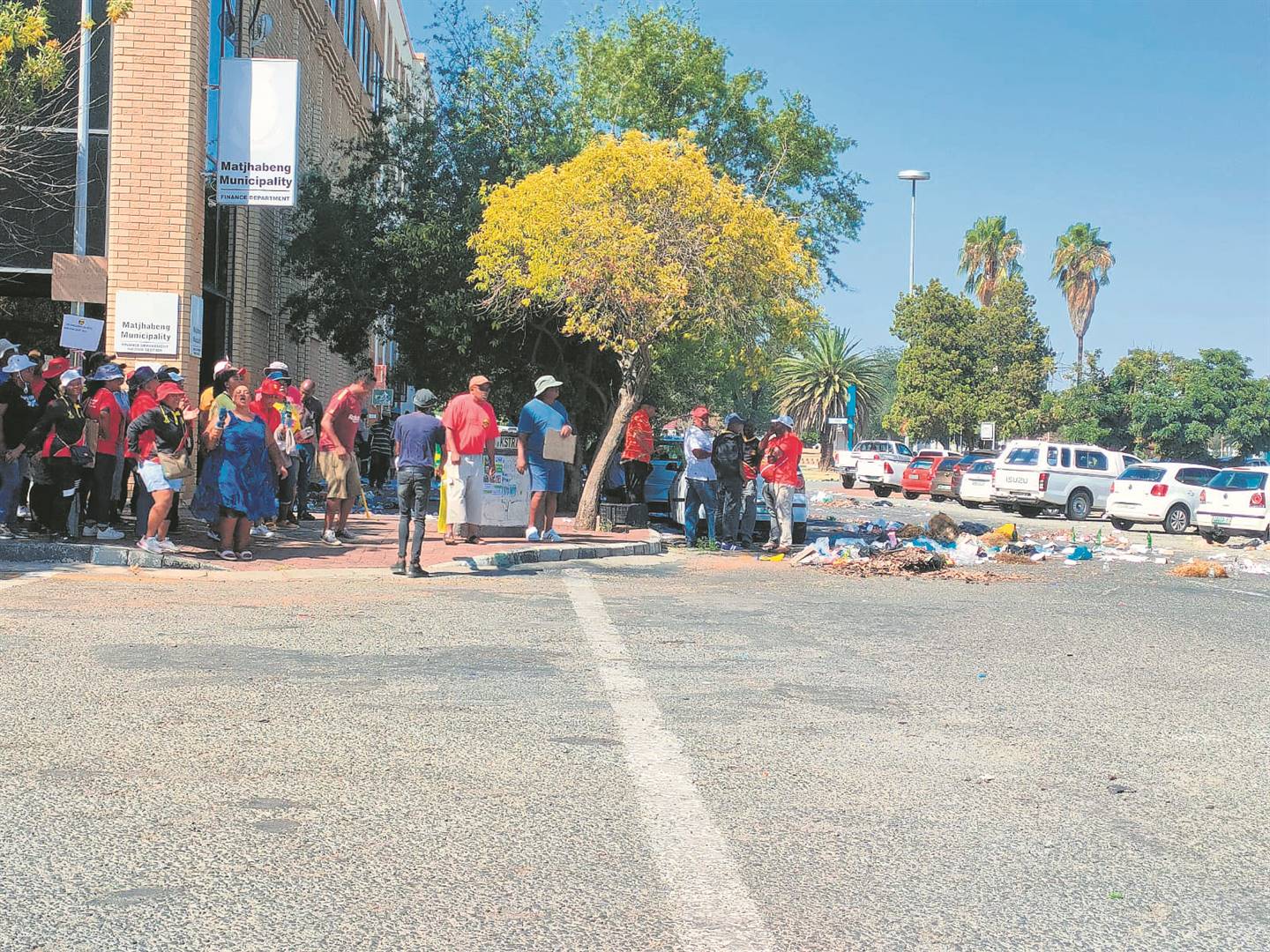 Municipal strikers continue to protest outside of the municipal building in Welkom.Photo: Supplied