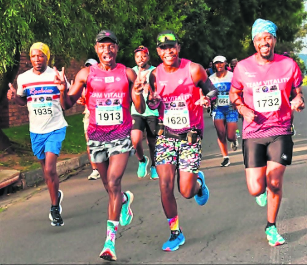 From the left are Phetani Phetani, Nkhetheni Masupa, Mokhethi Tsotsotso and Nqobile Phewa during the Balwin Jeppe Marathon. Photo: Supplied