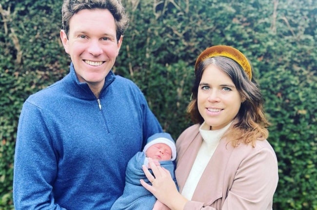 Princess Eugenie and Jack Brooksbank in their first family portrait after the princess gave birth. (Credit: Instagram/Princess Eugenie)