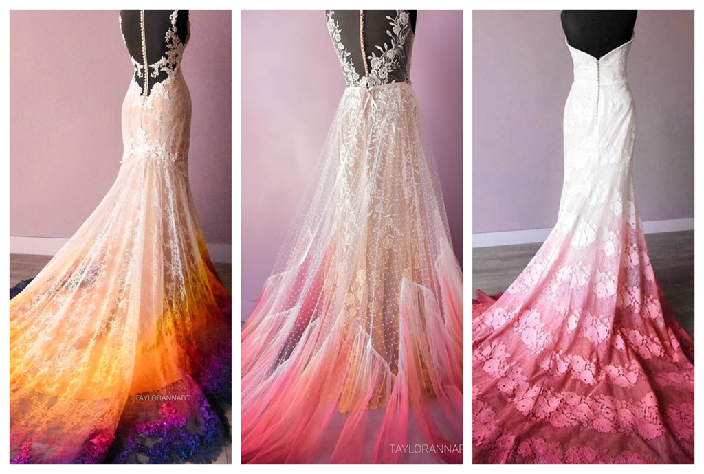 Taylor Ann Linko wedding dresses. Photos: canvasbridal/Instagram. Collage by Futhi Masilela/W24