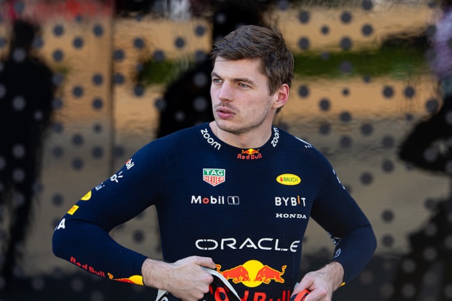 Max Verstappen walks in the paddock following the first testing session during day one of F1 Testing at Bahrain International Circuit on 21 February 2024. (Kym Illman/Getty Images)