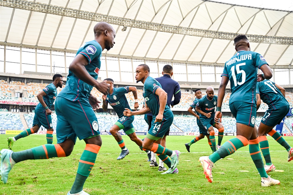 DURBAN, SOUTH AFRICA - DECEMBER 29: Warm ups during the DStv Premiership match between AmaZulu FC and Royal AM at Moses Mabhida Stadium on December 29, 2023 in Durban, South Africa. (Photo by Darren Stewart/Gallo Images),