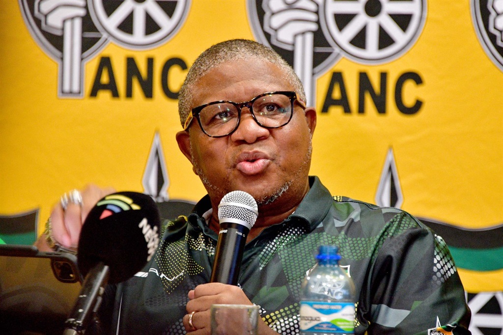 ANC secretary general Fikile Mbalula during a media briefing at Moses Mabhida Stadium in Durban, KZN, 22 February. 