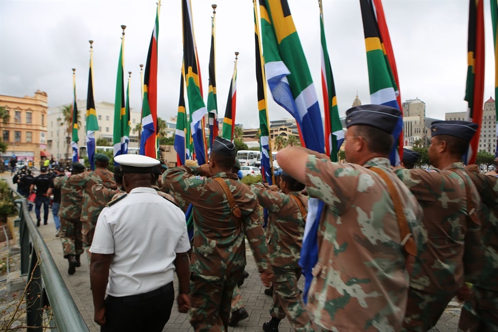 General views of SANDF rehearsal ahead of the 2024 State Of The Nation Address in February 2024 in Cape Town.