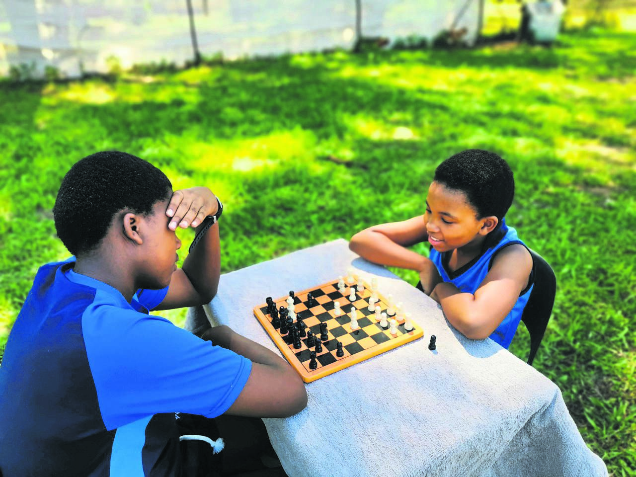 Chess champion Thoriso Mohale during a game.
