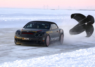 DELPOY THE RESERVE: Slowing down from 330km/h on ice, even the best anti-lock brakes are going to simply give up and just let you slide on forever. You need a parachute.