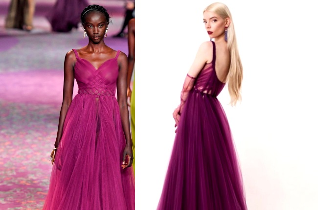 (L) Anok Yai for Dior's haute couture Spring 2020 show. (R) Anya Taylor-Joy appears at the virtual 2021 Critics Choice Awards. (Photos via Getty, Instagram)