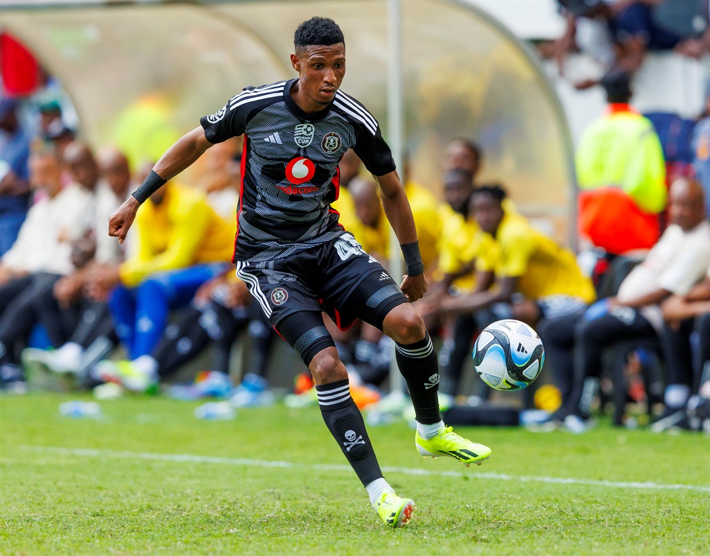 NELSPRUIT, SOUTH AFRICA - FEBRUARY 24: Vincent Pule of Orlando Pirates during the Nedbank Cup, Last 32 match between Crystal Lake FC and Orlando Pirates at Mbombela Stadium on February 24, 2024 in Nelspruit, South Africa 