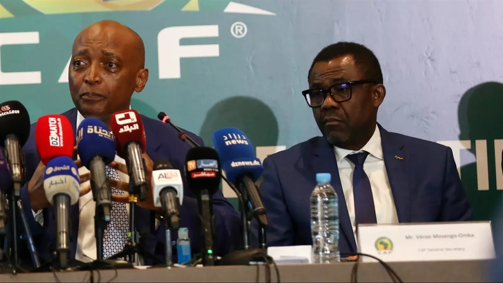 CAF secretary general Veron Mosengo-Omba (right) has made a big admission regarding the 2025 AFCON.