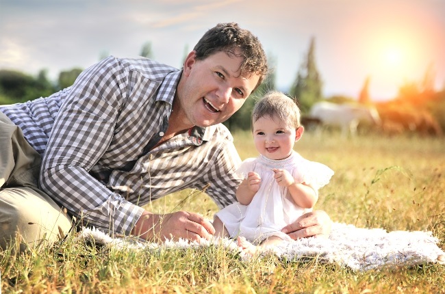 Wesley Hayes and his daughter Justine who was born via surrogate. (Photo: Tracy Roux) 
