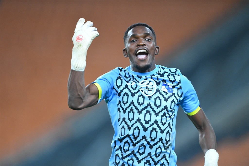 JOHANNESBURG, SOUTH AFRICA - FEBRUARY 25: Siphamandla Hleza of Milford FC during the Nedbank Cup, Last 32 match between Kaizer Chiefs and Milford FC at FNB Stadium on February 25, 2024 in Johannesburg, South Africa. 