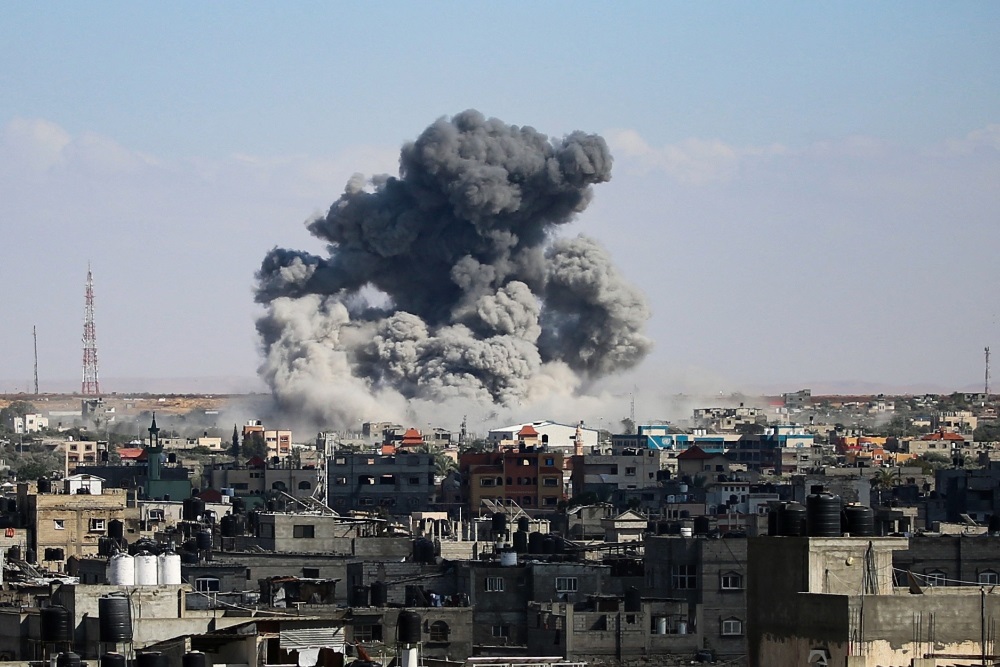Smoke billows after Israeli bombardment in Rafah, in the southern Gaza Strip on 6 May, amid the ongoing conflict between Israel and Hamas. (AFP)