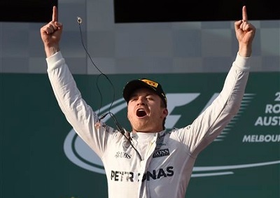 Nico Rosberg capitalised on a slow start by team mate Lewis Hamilton and superior tyre strategy over Ferrari to win the season-opening Australian GP.