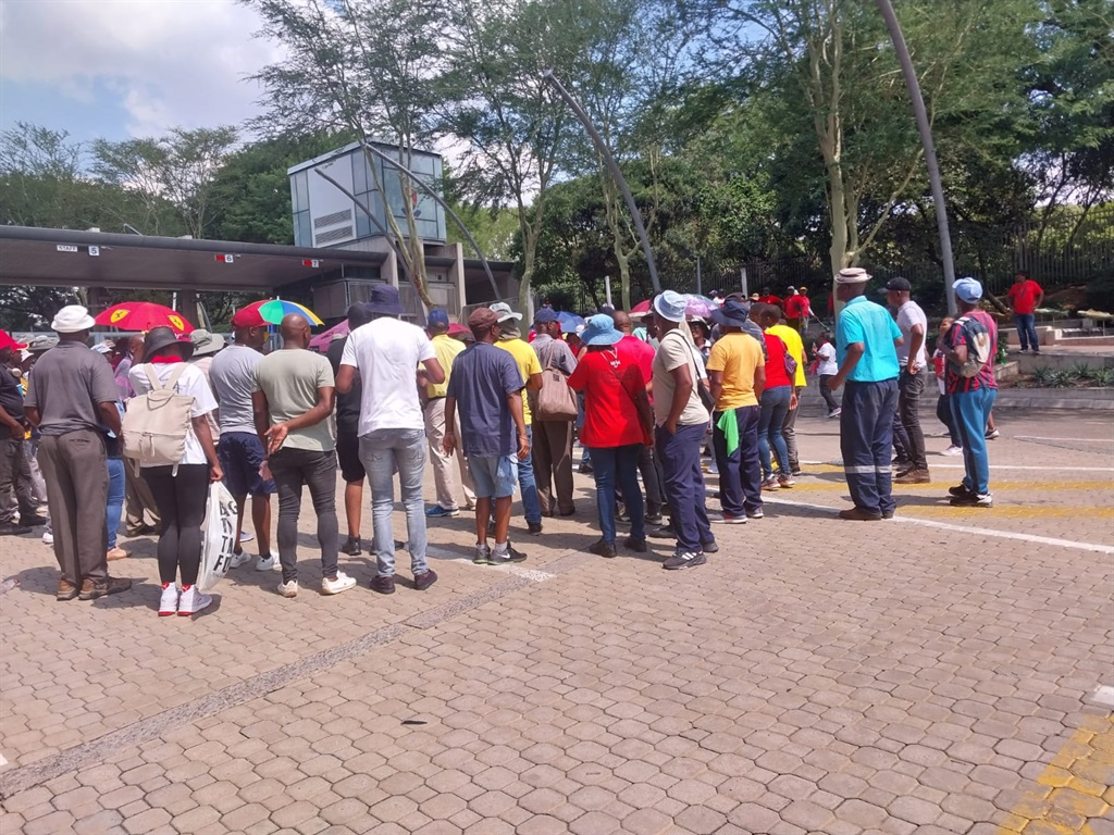 Protesters outside the University of Pretoria.
