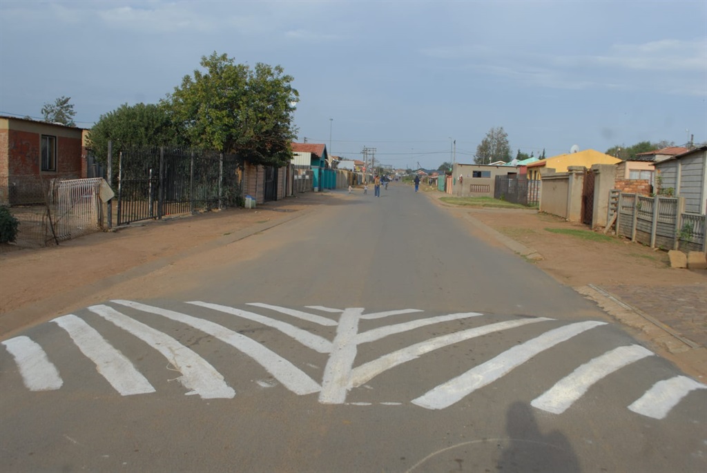 A street hump that was painted by residents. Photo by Phineas Khoza