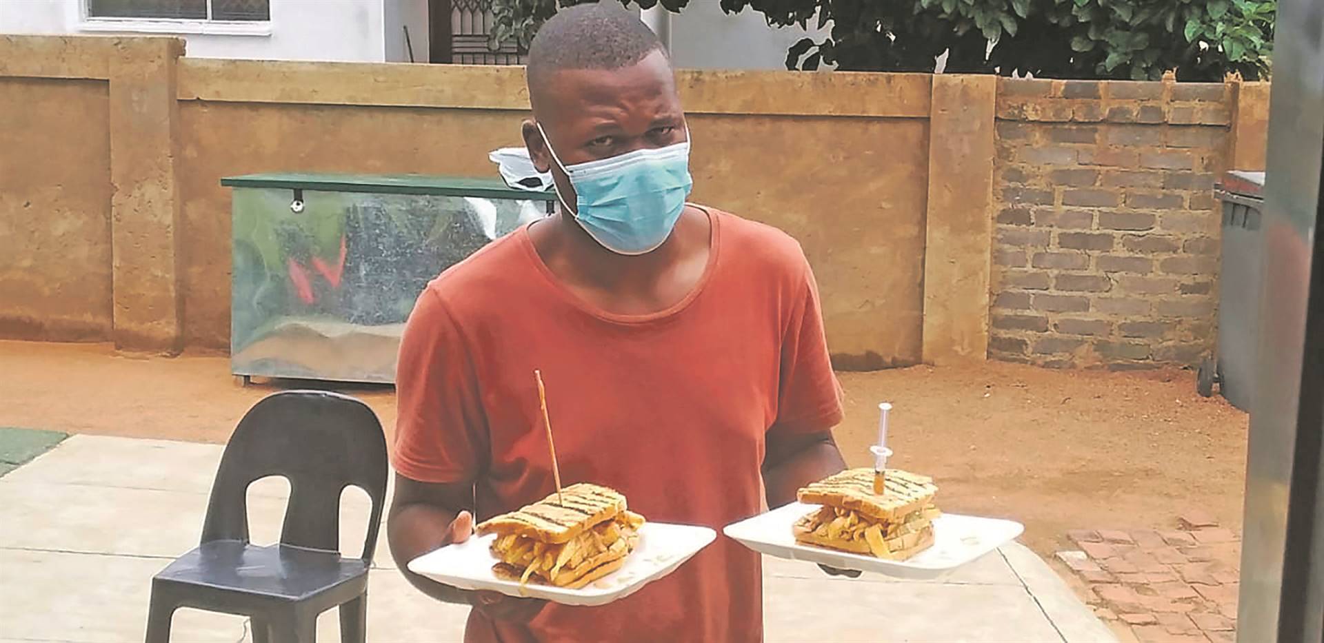 Founder of The Eatery Hub Lethabo Sebapo with his vaccinated kotas in Ga-Rankuwa, Tshwane. 