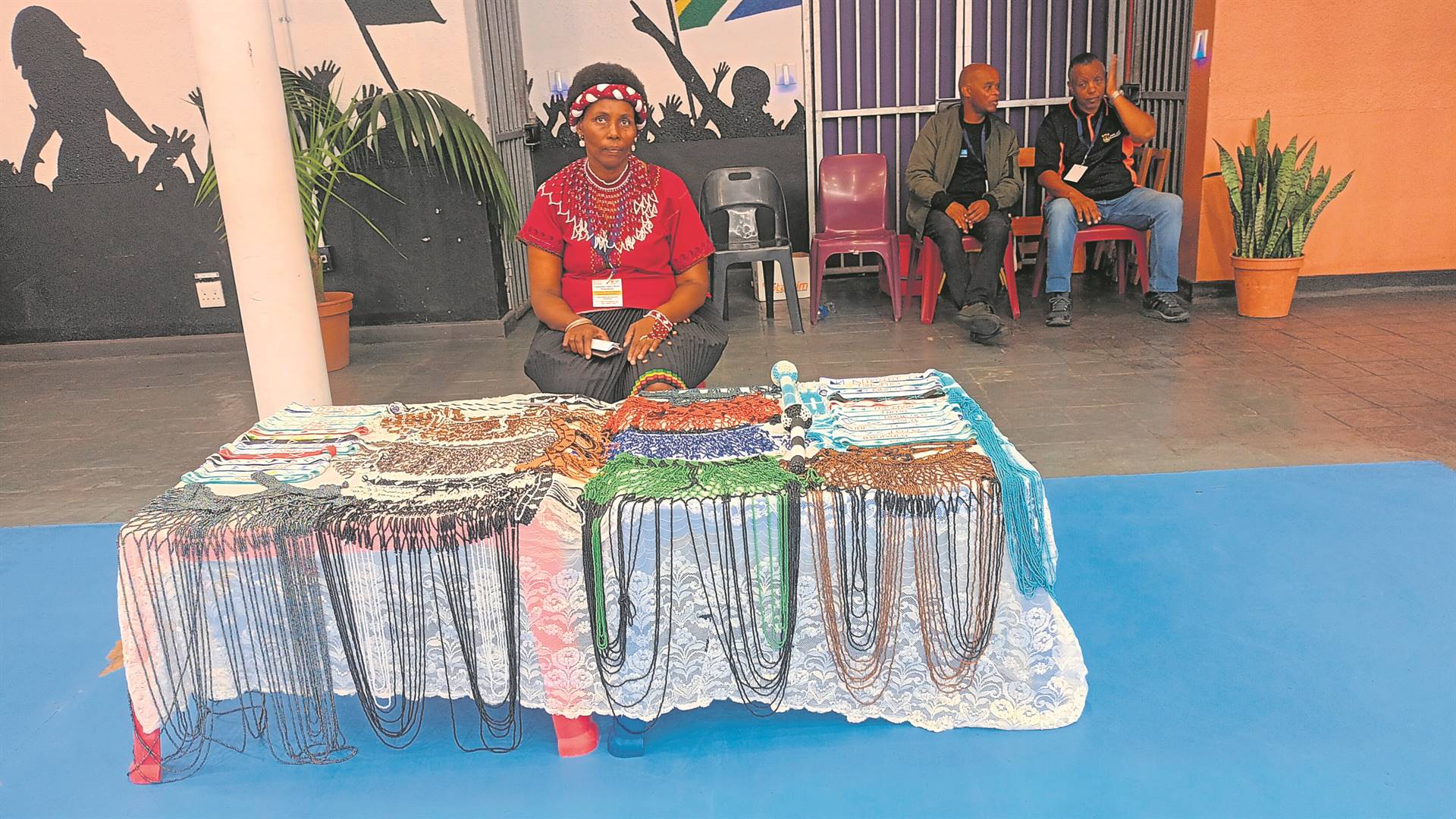 Siyanda Mangwana displaying her work at OR Tambo Indoor Centre in Khayelitsha.PHOTO: UNATHI OBOSE