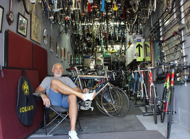Sven relaxing with his bicycle collection (Photo: Sven van Straaten)