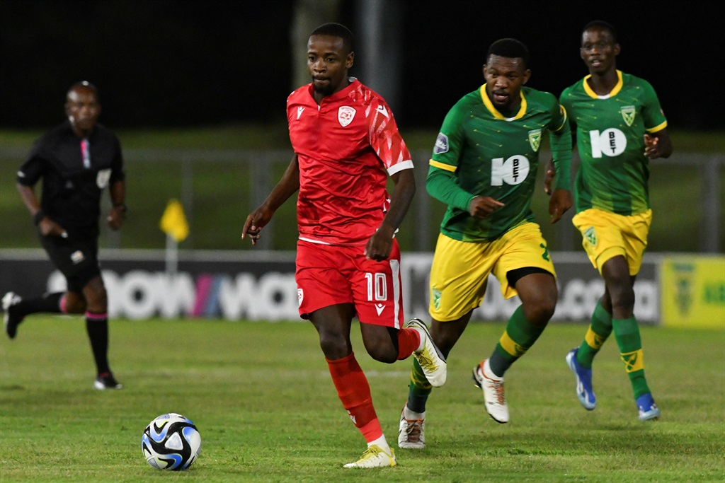 HAMMERSDALE, SOUTH AFRICA - FEBRUARY 28: Vusimuzi Mncube of Sekhukhune United during the DStv Premiership match between Golden Arrows and Sekhukhune United at Mpumalanga Stadium on February 28, 2024 in Hammersdale, South Africa. (Photo by Darren Stewart/Gallo Images),?î