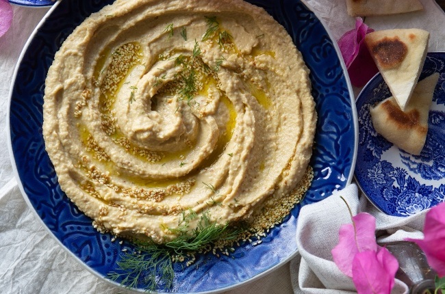 Creamy hummus with sesame-infused olive oil and fresh dill. (Photo: Misha Jordaan) 