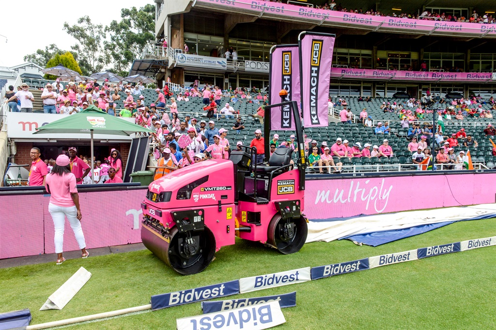  Pink heavy duty pitch machinery during the Pink ODI
(Photo by Sydney Seshibedi/Gallo Images)