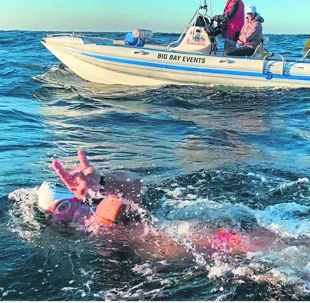 Extreme swimmer Ryan Stramrood makes his way across False Bay on Thursday 18 March.