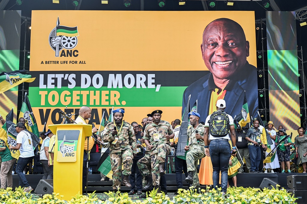 MK vets dance during the ANC Election Manifesto Launch at Moses Mabhida Stadium on 24 February 2024 in Durban. 
