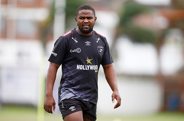<em>Siya Masuku during a Sharks training session at Kings Park in Durban on 26 February 2024. (Photo by Steve Haag Sports/Gallo Images)</em>