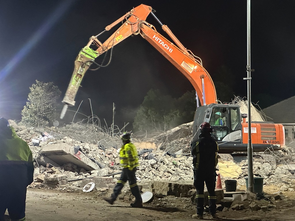 The George Municipality said "big earth-moving machinery" arrived from Cape Town on Thursday night to aid rubble-removal efforts. (Marvin Charles/News24)