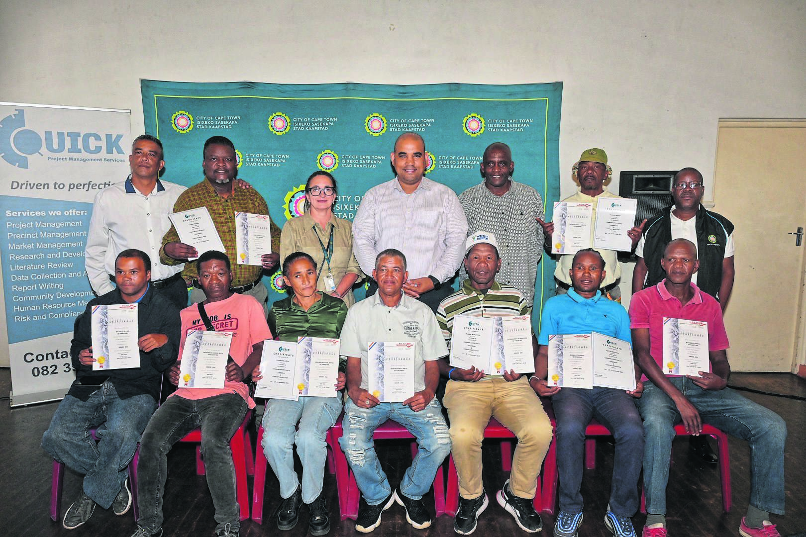 Neighbourhood-watch members and residents received certificates after successfully completing a Private Security Industry Regulatory Authority (PSIRA) training course. PHOTO: Supplied