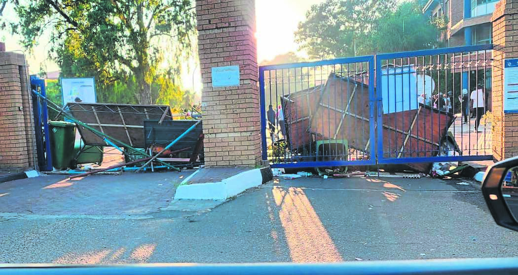 The trail of disruption left by angry protesting students at the campus of the Central University of Technology (CUT), Free State, in Bloemfontein.Photo: Supplied 