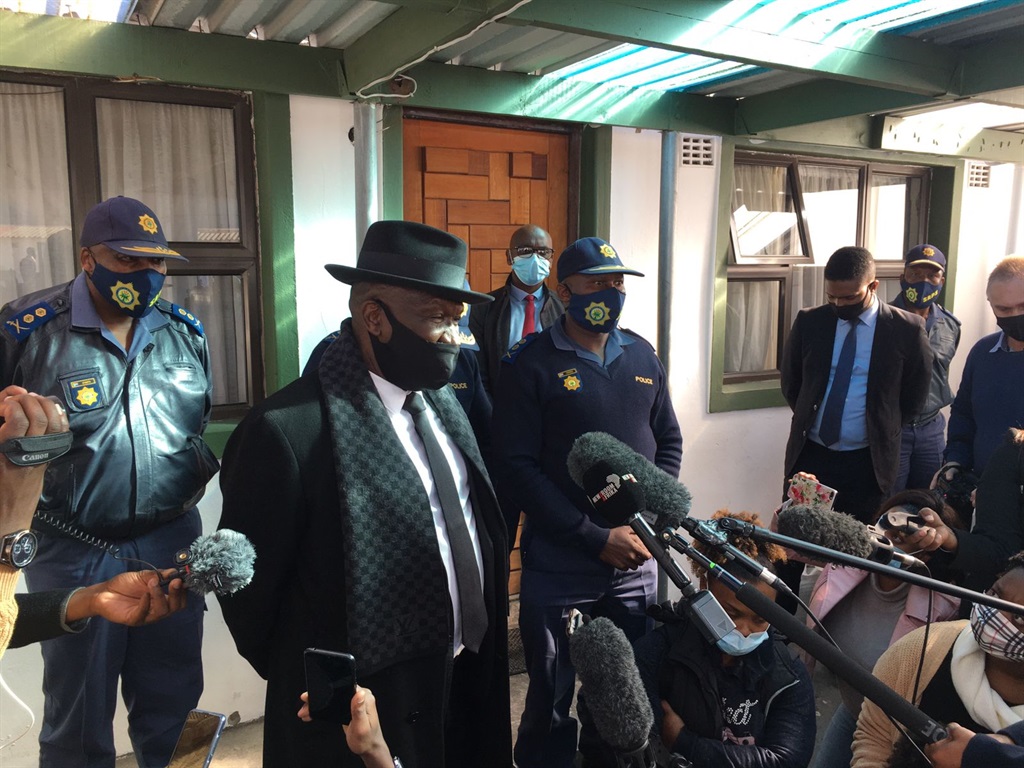 Police minister Bheki Cele addresses media followi