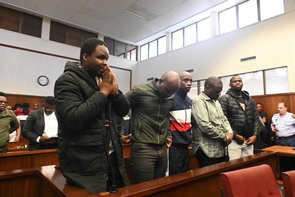 Five suspects accused of AKA and Tibz murder, Lindokuhle Mkhwanazi, Lindani Ndimade, Siyanda Myeza, Mziwethemba Gwabeni and Lindokuhle Ndimande appeared in the Durban Magistrates Court. Photo by Jabulani Langa