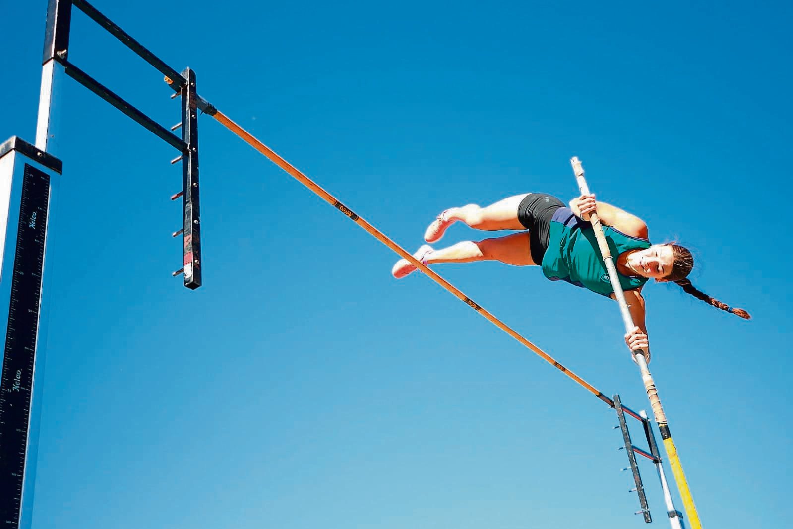 Sydney Rothman of Paarl Girls’ High is reaching for the stars and breaking pole-vaulting records.Photo: Ernest Kilowan