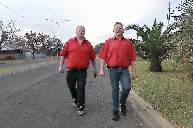 The twin brothers go for 8km walks every Sunday. (