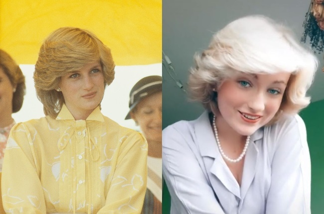 Rose Van Rijn has gone viral after recreating Princess Diana’s signature blonde bob. (PHOTO: Gallo Images/Getty Images/Tik Tok) 