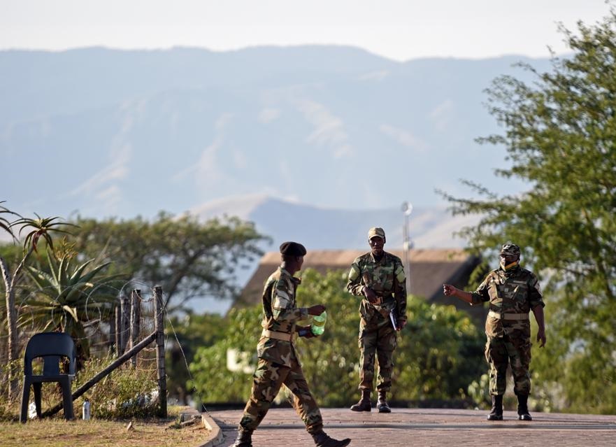 MKMV members guarding the former president Jacob Zuma's homestead in KwaNxamalala, Nkandla. Photo: Tebogo Letsie