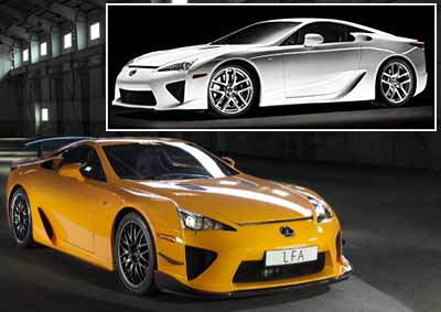 CAN YOU TELL THE DIFFERENCE?: Orange Nürburgring edition LFA features a fixed rear spoiler and ‘mesh’ design alloy wheels.
