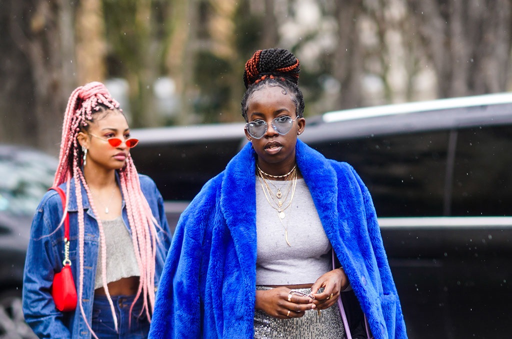 Guests seen outside at Paris Fashion Week - Womenswear Fall/Winter 2020/2021, on 26 February 2020 in Paris, France. (Photo by Edward Berthelot/Getty Images)